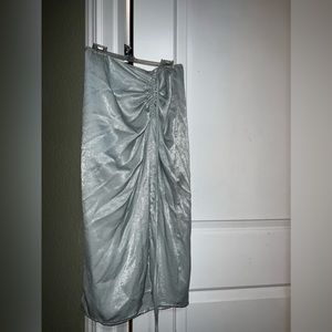 Forever 21 Blue Silk Slit Skirt